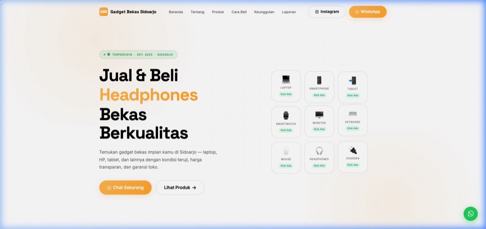 Preview Web Profile - Gadget Bekas Sidoarjo (GBS)
