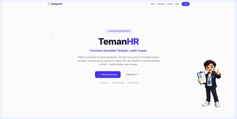 Preview TemanHR - Screening CV Kandidat Berbasis AI